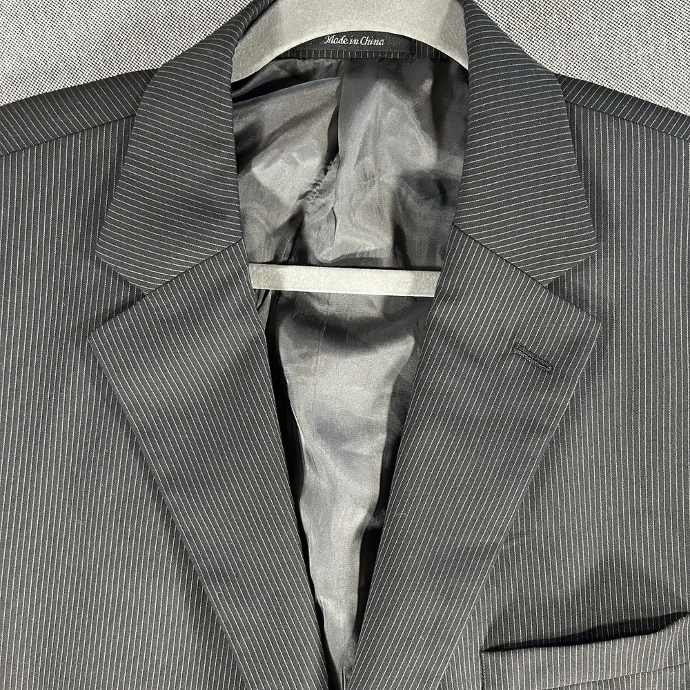 Lauren Ralph Lauren Suit Jacket Mens 48L Wool Navy‎ Blue Pinstripe Businesscore